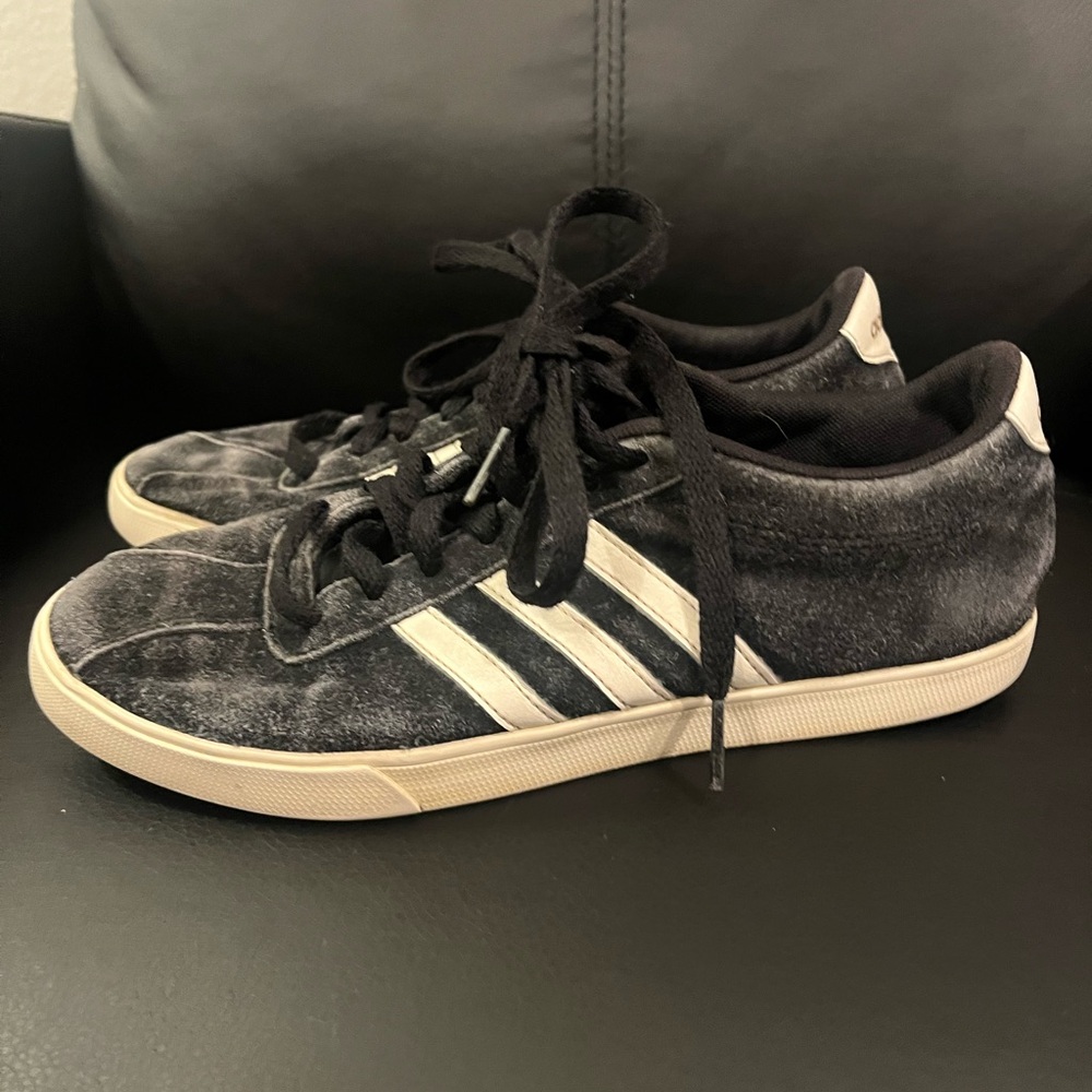Adidas Women's Black and White Velvet Sneakers